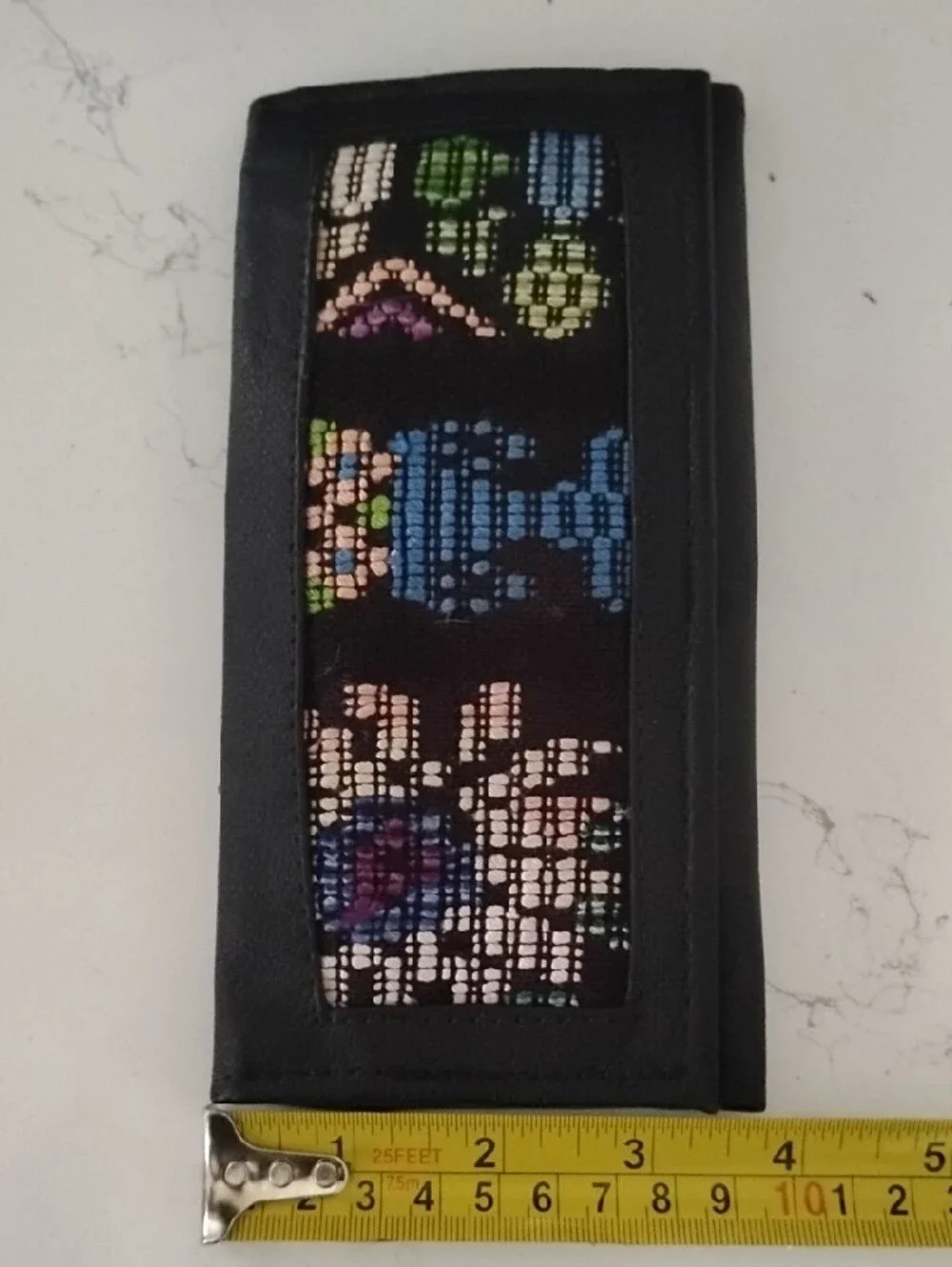Black Wallet with Colorful Geometric Panel